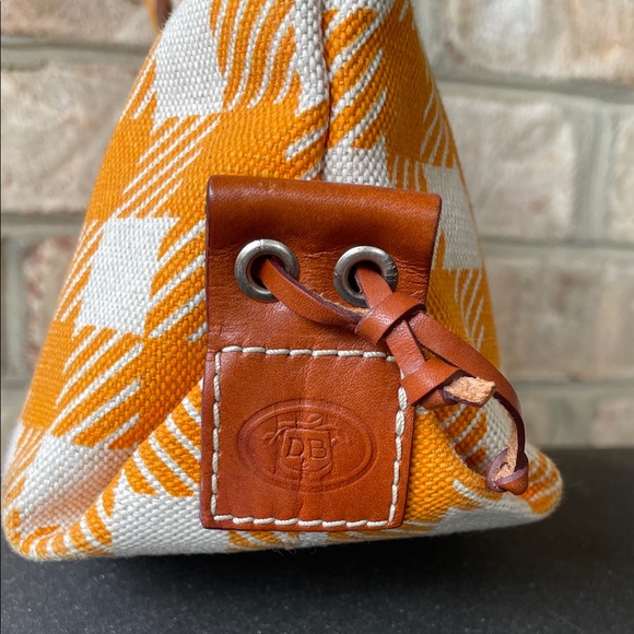 Dooney & Bourke Orange Checkered Tote with Brown Tassel Accents - Picture 3 of 7